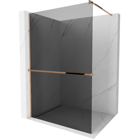 Mexen Kioto+ mampara de ducha con estante Walk-in 100 x 200 cm, grafito, oro rosado - 800-100-121-60-40