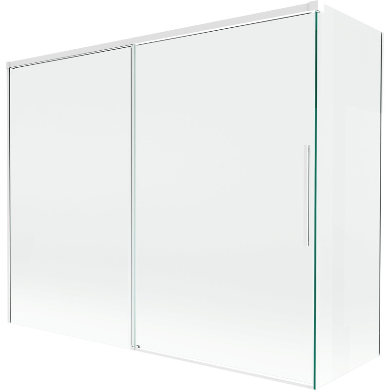 Mexen Rox 2-osaline lükandvannisein, 190 + 80 x 150 cm, läbipaistev, valge - 8C9-190-080-20-00