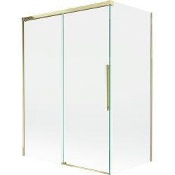 Mexen Rox 2-osaline liuglev vannisein 120 + 70 x 150 cm, läbipaistev, kuldne - 8C9-120-070-50-00