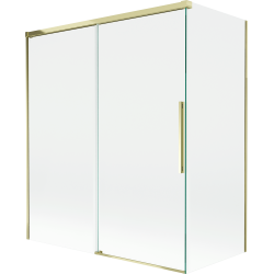 Mexen Rox badkarsskärm 2-delad, skjutbar 140 + 70 x 150 cm, transparent, guld - 8C9-140-070-50-00