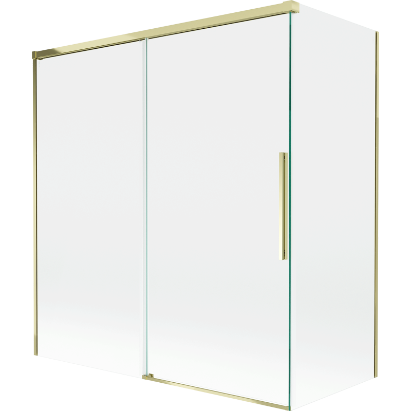 Mexen Rox Duschabtrennung 2-flügelig ausziehbar 150 + 70 x 150 cm, transparent, gold - 8C9-150-070-50-00