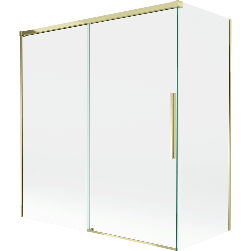Mexen Rox parawan nawannowy 2-skrzydłowy rozsuwany 150 + 70 x 150 cm, transparent, złoty - 8C9-150-070-50-00