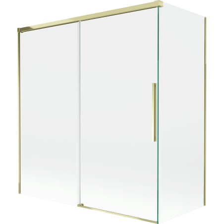 Mexen Rox Duschabtrennung 2-flügelig ausziehbar 150 + 70 x 150 cm, transparent, gold - 8C9-150-070-50-00
