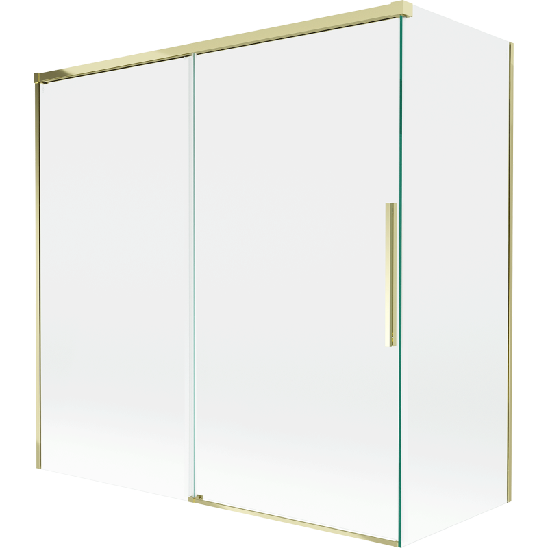 Mexen Rox skjutbar badkarsvägg 2-delad 160 + 75 x 150 cm, transparent, guld - 8C9-160-075-50-00