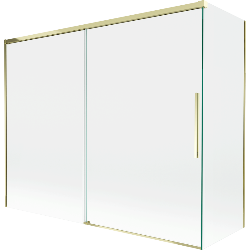 Mexen Rox skjutbar 2-delad badrumsskärm 190 + 80 x 150 cm, transparent, guld - 8C9-190-080-50-00