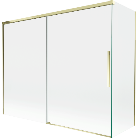 Mexen Rox skjutbar 2-delad badrumsskärm 190 + 80 x 150 cm, transparent, guld - 8C9-190-080-50-00