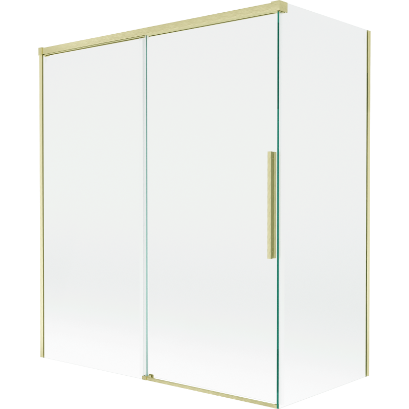 Mexen Rox Duschtrennwand 2-flügelig, verschiebbar 140 + 70 x 150 cm, transparent, gebürstetes Gold - 8C9-140-070-55-00