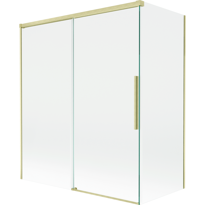 Mexen Rox parawan nawannowy 2-skrzydłowy rozsuwany 140 + 70 x 150 cm, transparent, złoty szczotkowany - 8C9-140-070-55-00