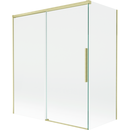 Mexen Rox Duschabtrennung, 2-teilig verschiebbar 140 + 70 x 150 cm, transparent, gebürstetes Gold - 8C9-140-070-55-00