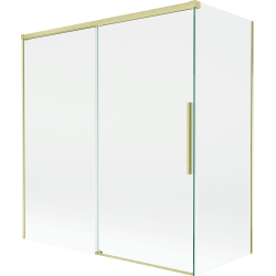 Mexen Rox vannituraan 2-osaline liugsein 150 + 70 x 150 cm, läbipaistev, kuldne harjatud - 8C9-150-070-55-00