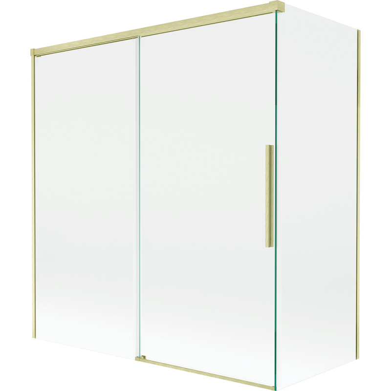 Mexen Rox Duschabtrennung 2-flügelig verschiebbar 150 + 70 x 150 cm, transparent, gebürstet gold - 8C9-150-070-55-00