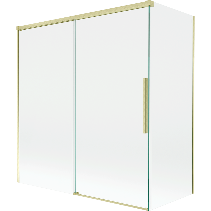 Mexen Rox parawan nawannowy 2-skrzydłowy rozsuwany 150 + 70 x 150 cm, transparent, złoty szczotkowany - 8C9-150-070-55-00