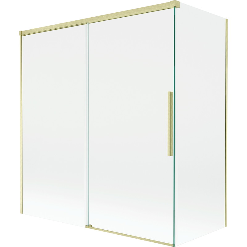 Mexen Rox tuš pregrada na izvlačenje 2-krilna 150 + 70 x 150 cm, prozirna, četkana zlatna - 8C9-150-070-55-00