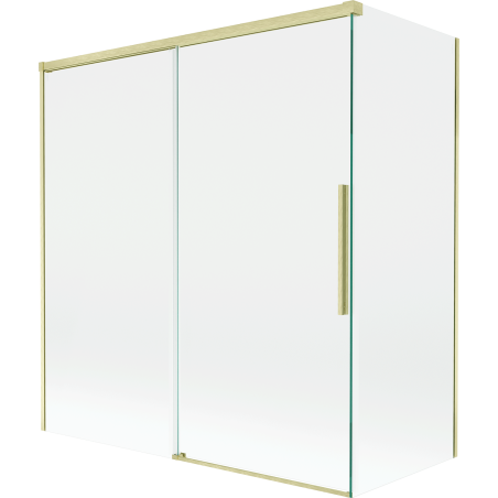 Mexen Rox parawan nawannowy 2-skrzydłowy rozsuwany 150 + 70 x 150 cm, transparent, złoty szczotkowany - 8C9-150-070-55-00