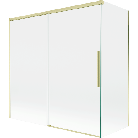 Mexen Rox Duschabtrennung 2-flügelig verschiebbar 160 + 70 x 150 cm, transparent, gold gebürstet - 8C9-160-070-55-00