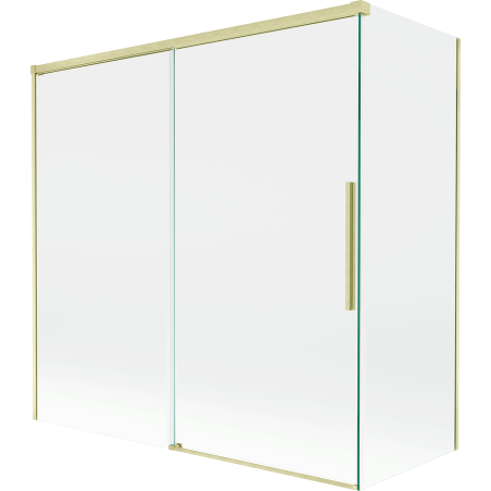 Mexen Rox parawan nawannowy 2-skrzydłowy rozsuwany 160 + 70 x 150 cm, transparent, złoty szczotkowany - 8C9-160-070-55-00
