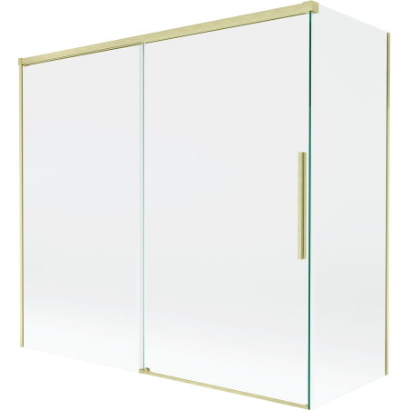 Mexen Rox Badewannenabtrennung 2-flügelig verschiebbar 170 + 75 x 150 cm, transparent, gebürstet gold - 8C9-170-075-55-00