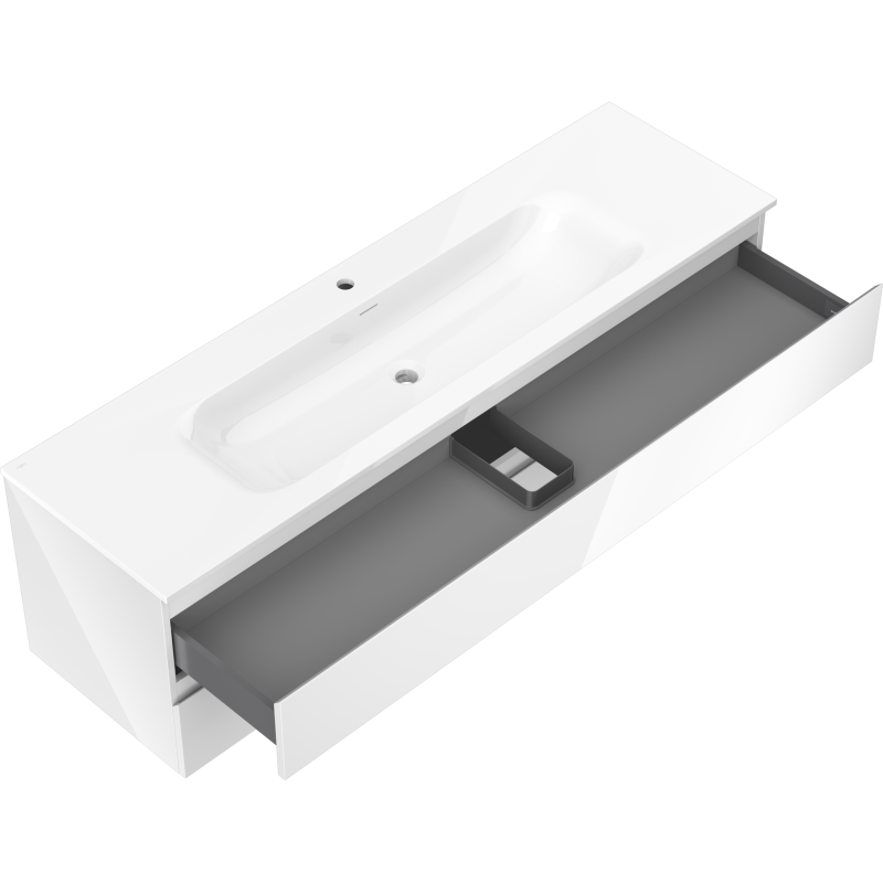 Mexen Orio armario de baño 160 cm con lavabo Vela, 2 cajones, blanco brillo - 91A10-16047-2-BFF00-W23M00