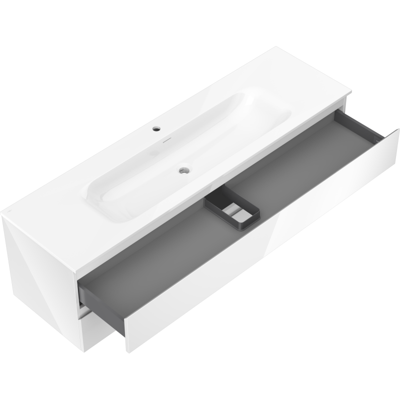 Mexen Orio mobile da bagno 160 cm con lavabo Vela, 2 cassetti, bianco lucido - 91A10-16047-2-BFF00-W23M00