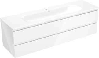 Mexen Orio 160 cm badrumsskåp med handfat Vela, 2 lådor, vit glans - 91A10-16047-2-BFF00-W23M00