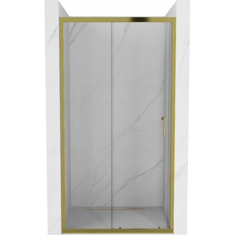 Mexen Apia 130 cm Schiebetür Duschwand, transparent, gold - 845-130-000-50-00