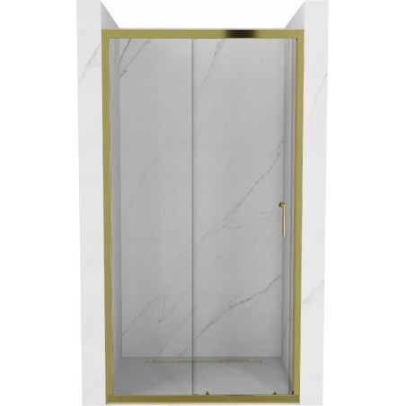 Mexen Apia puerta de ducha corredera de 130 cm, transparente, dorada - 845-130-000-50-00