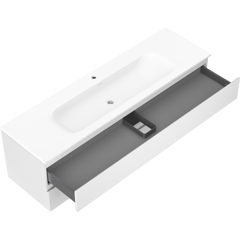 Mexen Orio armário de casa de banho 160 cm com lavatório Vela, 2 gavetas, branco mate - 91A10-16047-2-BFF01-W23M01