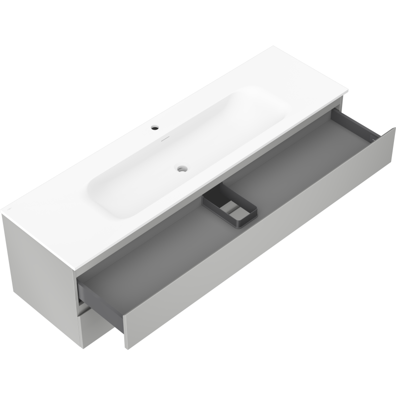 Mexen Orio badkamerkast 160 cm met wastafel Vela, 2 lades, grijs mat/wit mat - 91A10-16047-2-BFF62-W23M01