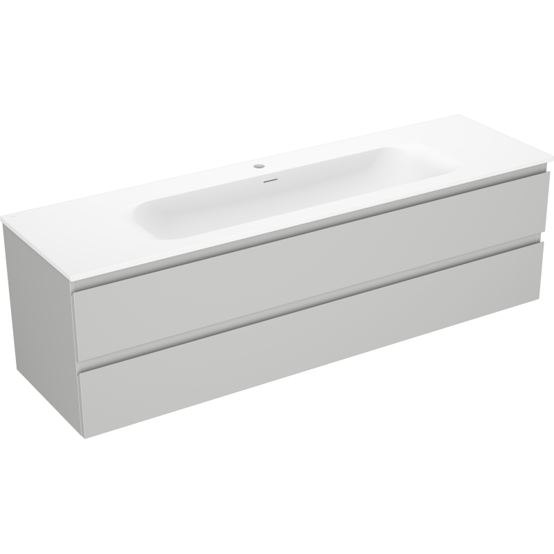 Mexen Orio 160 cm kylpyhuonekaappi pesualtaalla Vela, 2 laatikkoa, harmaa matta/valkoinen matta - 91A10-16047-2-BFF62-W23M01