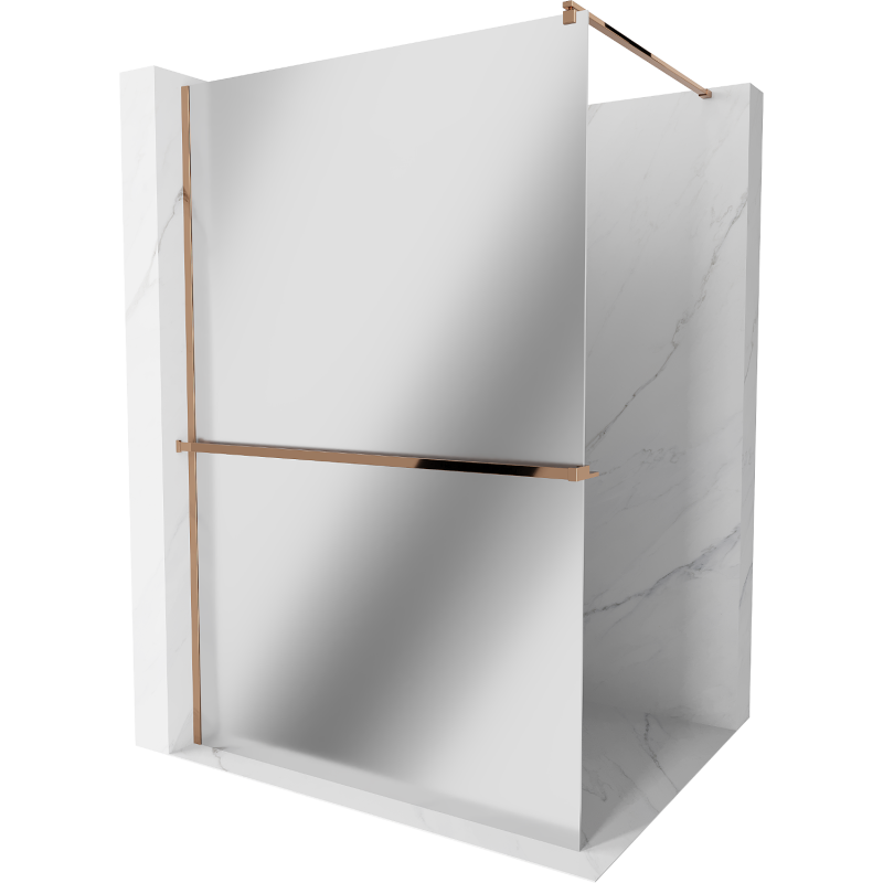 Mexen Kioto+ panel de ducha con estante Walk-in 100 x 200 cm, espejo, oro rosa - 800-100-121-60-50