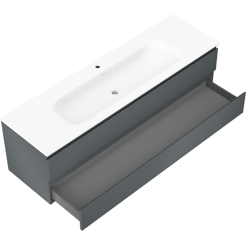 Mexen Orio badkamerkast 160 cm met wastafel Vela, 2 lades, grafiet mat/wit mat - 91A10-16047-2-BFF66-W23M01