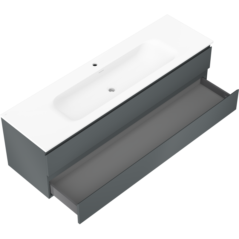 Mexen Orio kopalniška omara 160 cm z umivalnikom Vela, 2 predala, grafit mat/bel mat - 91A10-16047-2-BFF66-W23M01