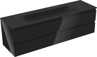Mexen Orio badkamerkast 160 cm met wastafel Vela, 2 lades, zwart glans/zwart mat - 91A10-16047-2-BFF70-W23M71