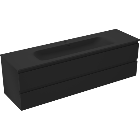Mexen Orio 160 cm Bathroom Cabinet with Vela Sink, 2 Drawers, Black Matte - 91A10-16047-2-BFF71-W23M71