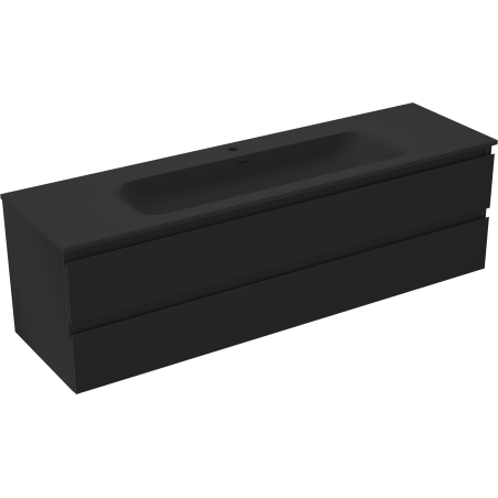 Mexen Orio Badezimmerschrank 160 cm mit Waschbecken Vela, 2 Schubladen, Schwarz Matt - 91A10-16047-2-BFF71-W23M71