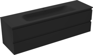 Mexen Orio badkamerkast 160 cm met wastafel Vela, 2 laden, zwart mat - 91A10-16047-2-BFF71-W23M71