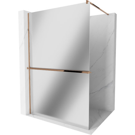 Mexen Kioto+ shower wall with shelf Walk-in 110 x 200 cm, mirror, pink gold - 800-110-121-60-50