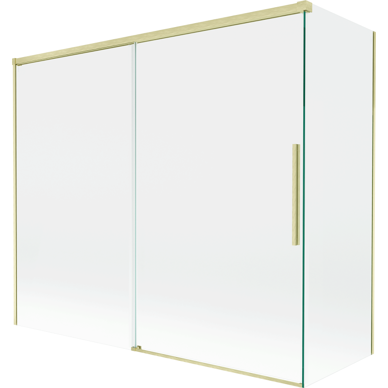 Mexen Rox badwand tweevleugelig schuifbaar 180 + 80 x 150 cm, transparant, geborsteld goud - 8C9-180-080-55-00