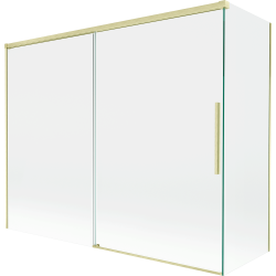 Mexen Rox dvodijelna klizna zavjesa za kadu 190 + 80 x 150 cm, prozirna, zlatno brušena - 8C9-190-080-55-00