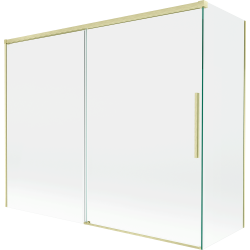 Mexen Rox frangivento da vasca 2 ante scorrevoli 190 + 80 x 150 cm, trasparente, oro spazzolato - 8C9-190-080-55-00