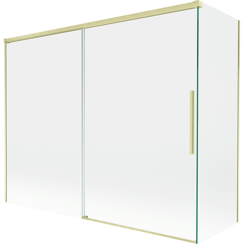 Mexen Rox 2-delige, verschuifbare badwand 190 + 80 x 150 cm, transparant, geborsteld goud - 8C9-190-080-55-00