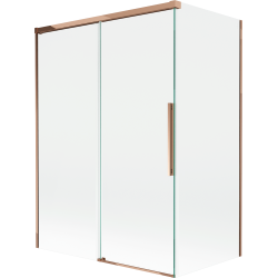 Mexen Rox paravento da bagno a 2 ali scorrevoli 120 + 70 x 150 cm, trasparente, oro rosa - 8C9-120-070-60-00