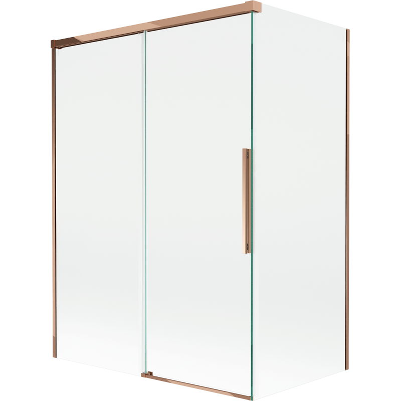 Mexen Rox parawan nawannowy 2-skrzydłowy rozsuwany 120 + 70 x 150 cm, transparent, różowe złoto - 8C9-120-070-60-00