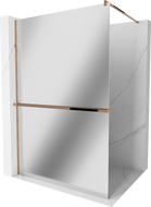 Mexen Kioto+ tuš zid s policom Walk-in 120 x 200 cm, ogledalo, roza zlato - 800-120-121-60-50