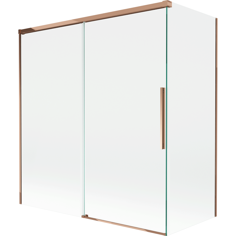 Mexen Rox parawan nawannowy 2-skrzydłowy rozsuwany 150 + 70 x 150 cm, transparent, różowe złoto - 8C9-150-070-60-00