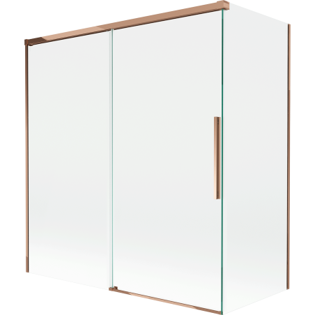 Mexen Rox Badewannenabtrennung 2-flügelig, verschiebbar 150 + 70 x 150 cm, transparent, Roségold - 8C9-150-070-60-00