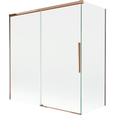 Mexen Rox parawan nawannowy 2-skrzydłowy rozsuwany 150 + 70 x 150 cm, transparent, różowe złoto - 8C9-150-070-60-00