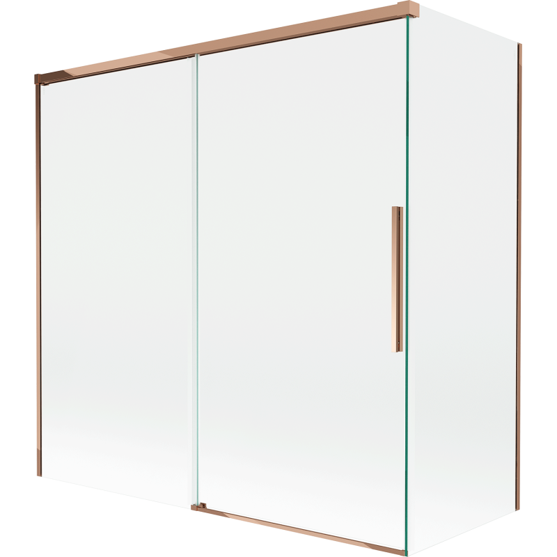 Mexen Rox parawan nawannowy 2-skrzydłowy rozsuwany 160 + 70 x 150 cm, transparent, różowe złoto - 8C9-160-070-60-00