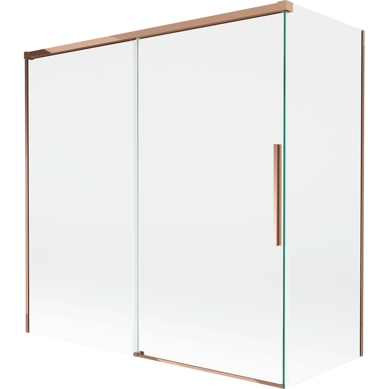 Mexen Rox parawan nawannowy 2-skrzydłowy rozsuwany 160 + 75 x 150 cm, transparent, różowe złoto - 8C9-160-075-60-00
