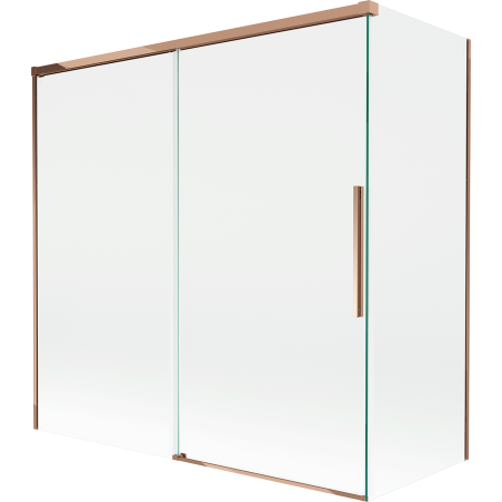 Mexen Rox 2-panel Sliding Bath Screen 160 + 75 x 150 cm, Transparent, Rose Gold - 8C9-160-075-60-00